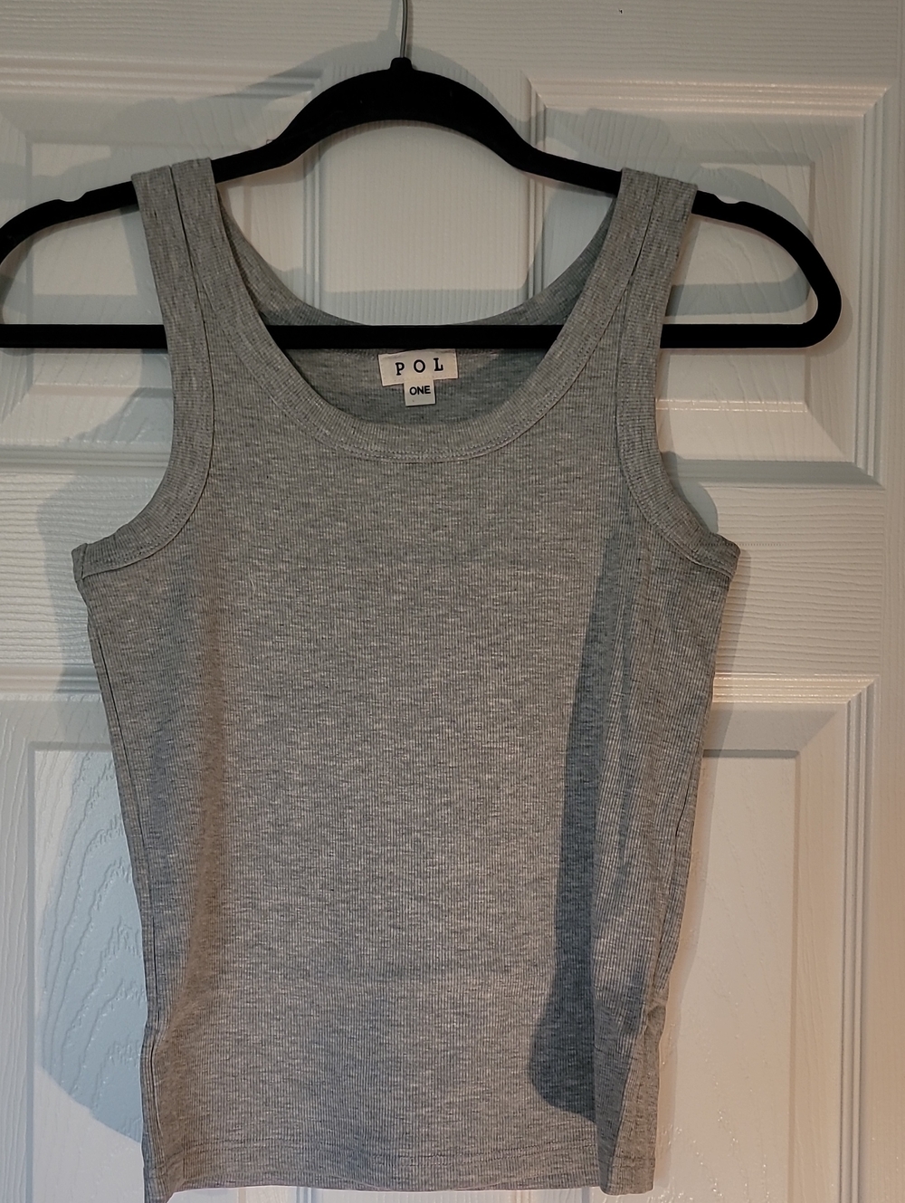 POL Grey Ribbed Tank Top